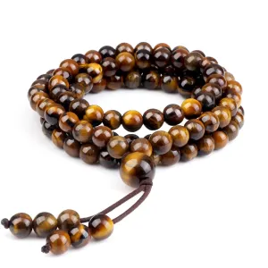 108 Natural Tiger Eye Stone Onyx Beaded Necklace Bracelet