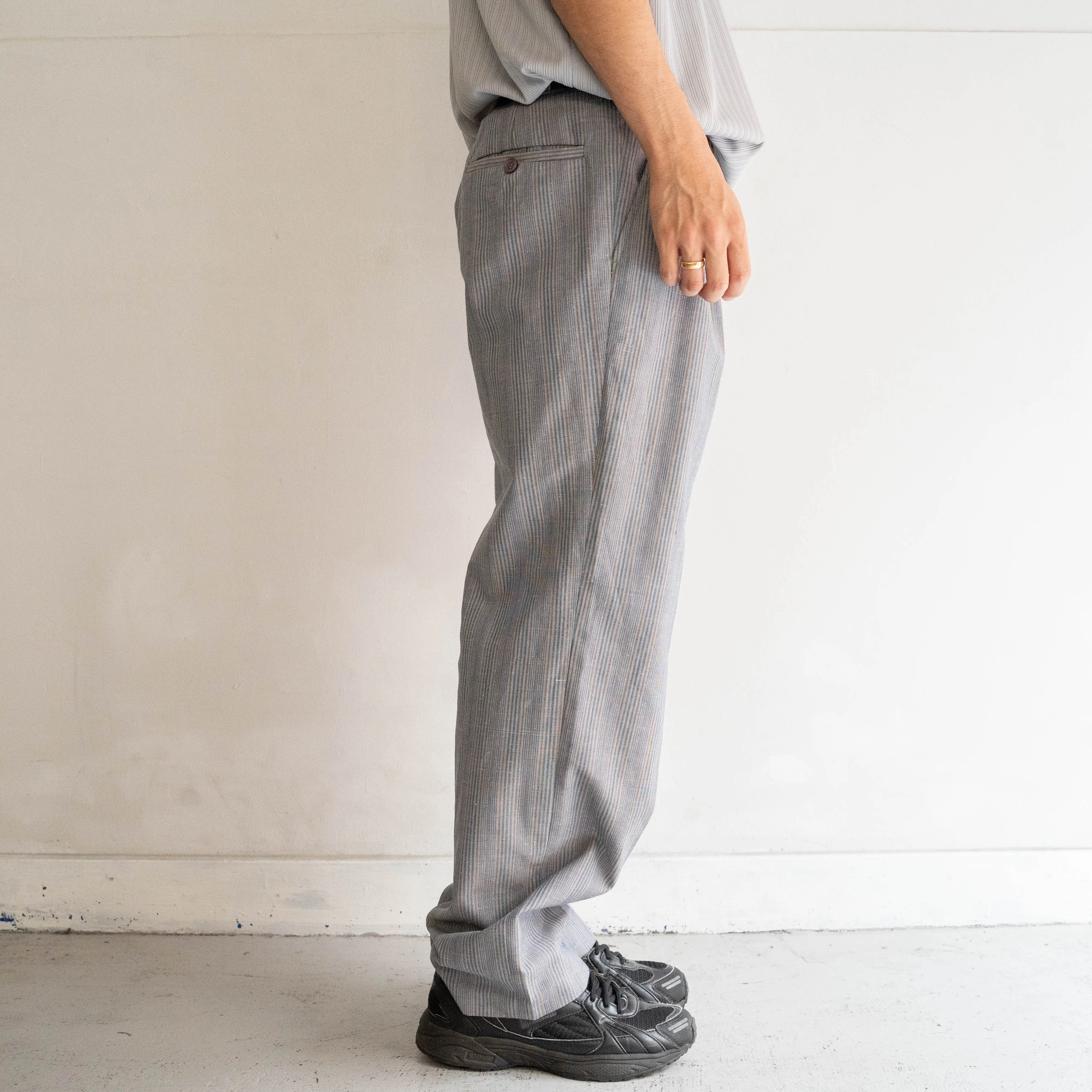 1970-80s Europe multi stripe gray slacks