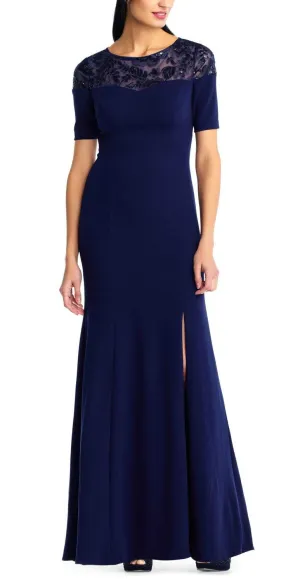 Adrianna Papell AP1E203244 Short Sleeve Long Formal Dress