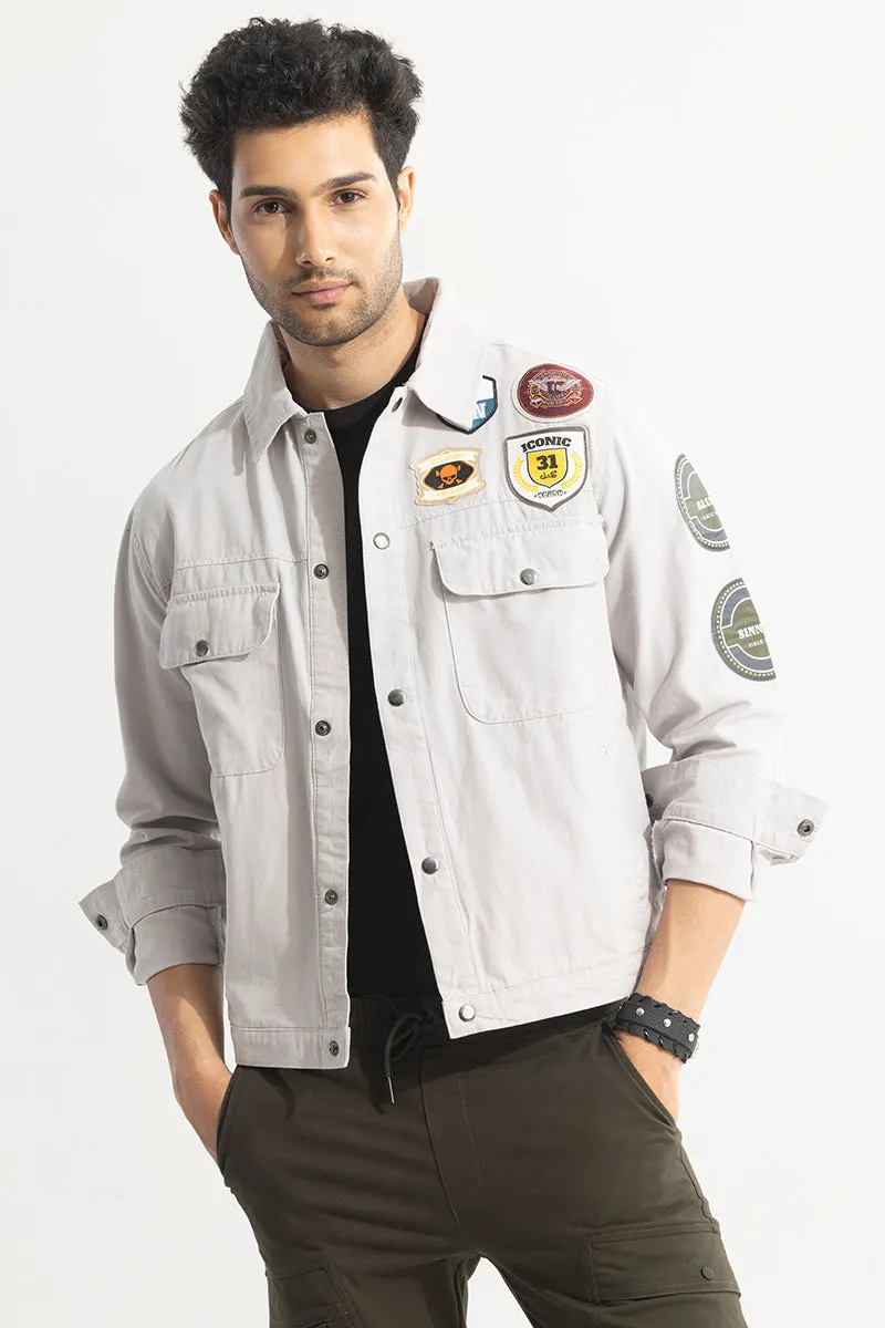 Applique Artistry Grey Overshirt