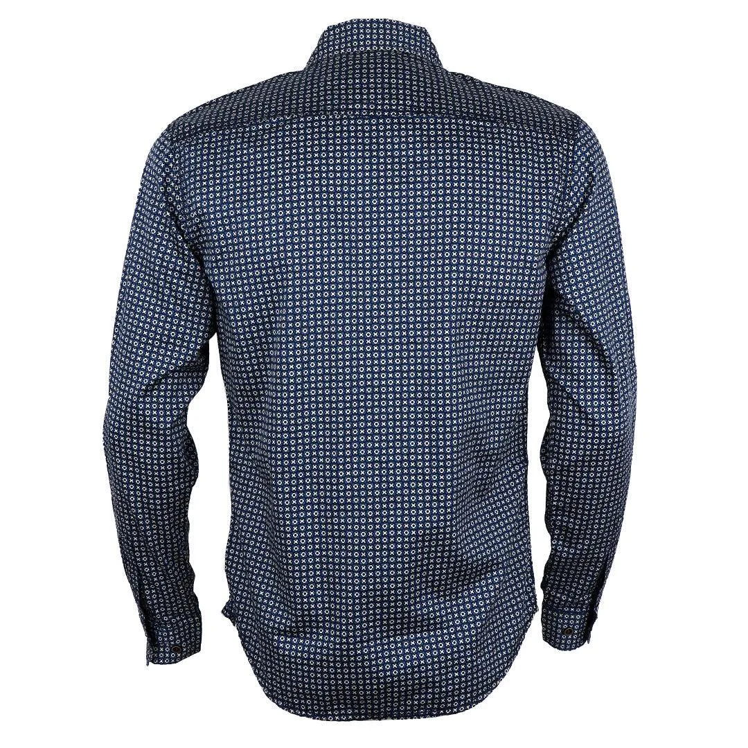 Badgley Dotted Well Styled Shirts-Blue