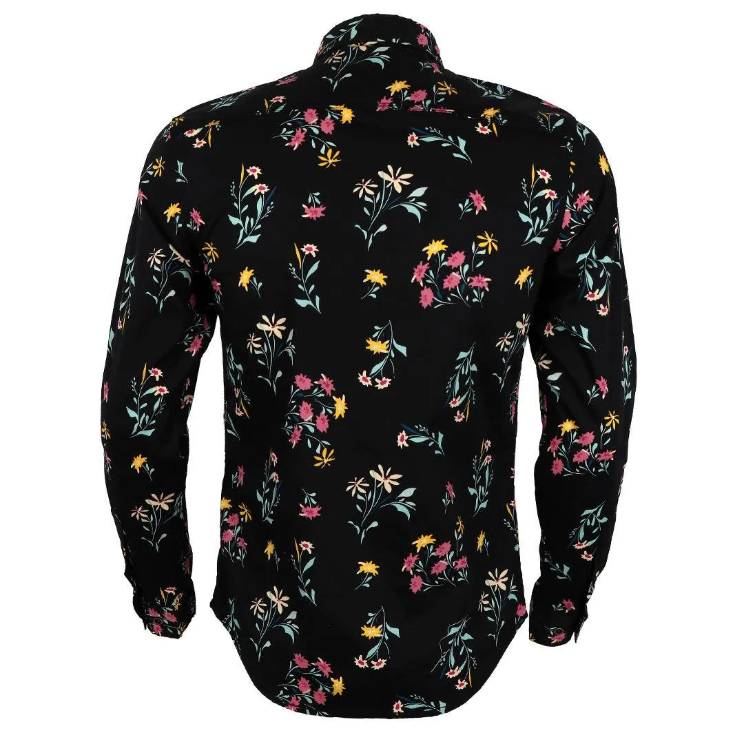 Baijeli Black And Floral Prints Long Sleeve Shirt