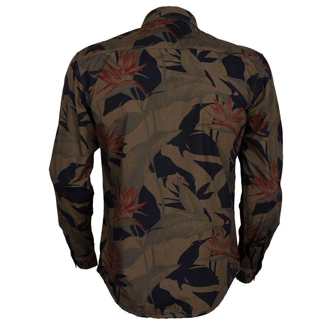 Bajiel Men's Printed Shirt Floral  Long Sleeve Vintage Button Down