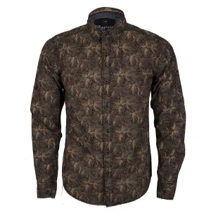 Bajieli Brown And Black Floral Prints Long Sleeve Shirt