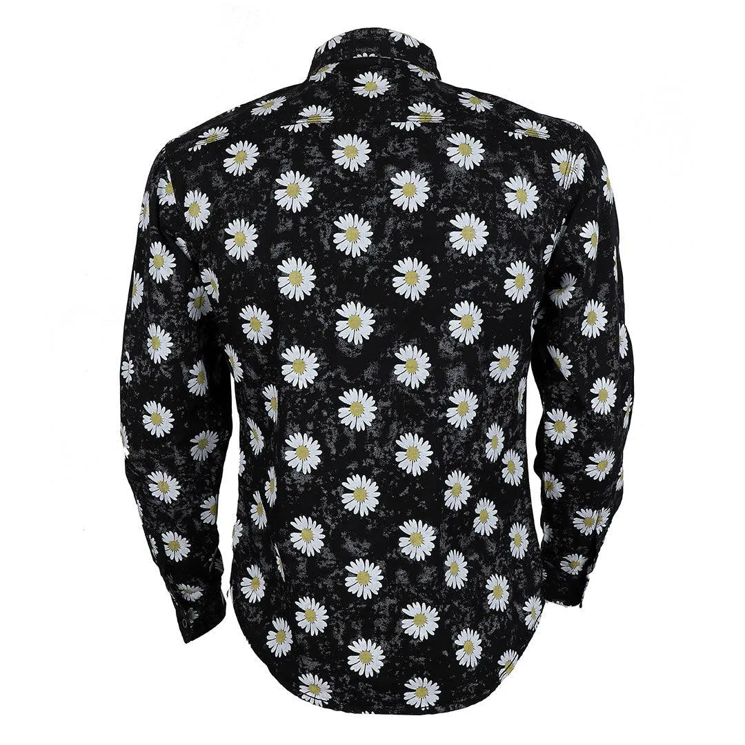 Bajieli Finest Quality Black With Sunflower Designed Shirt-Black