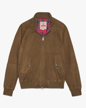 Baracuta G9 Suede Harrington Jacket - Dark Olive