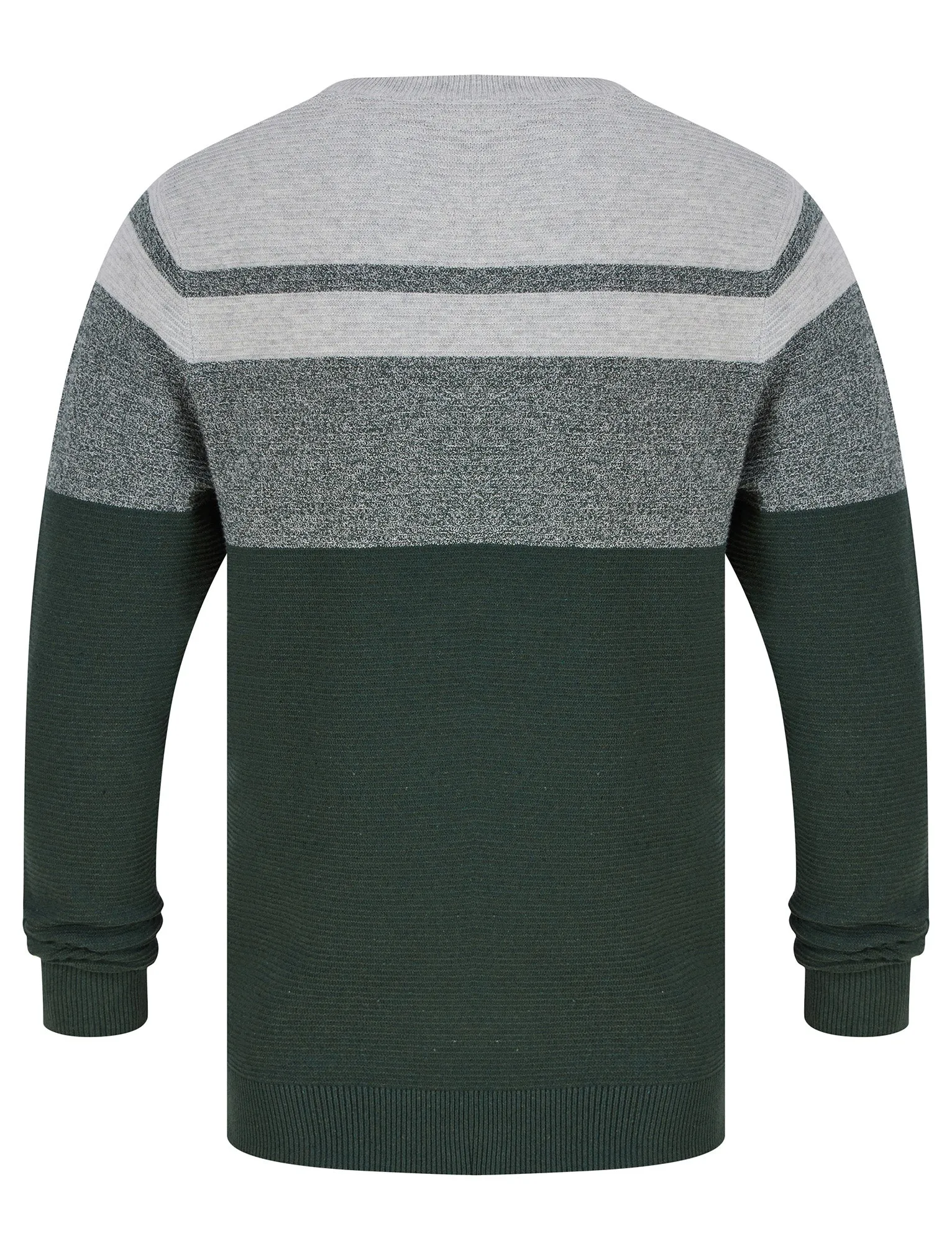 Barlett Crew Neck Ribbed Knit Cotton Rich Colour Block Jumper in Light Grey Marl - Tokyo Laundry