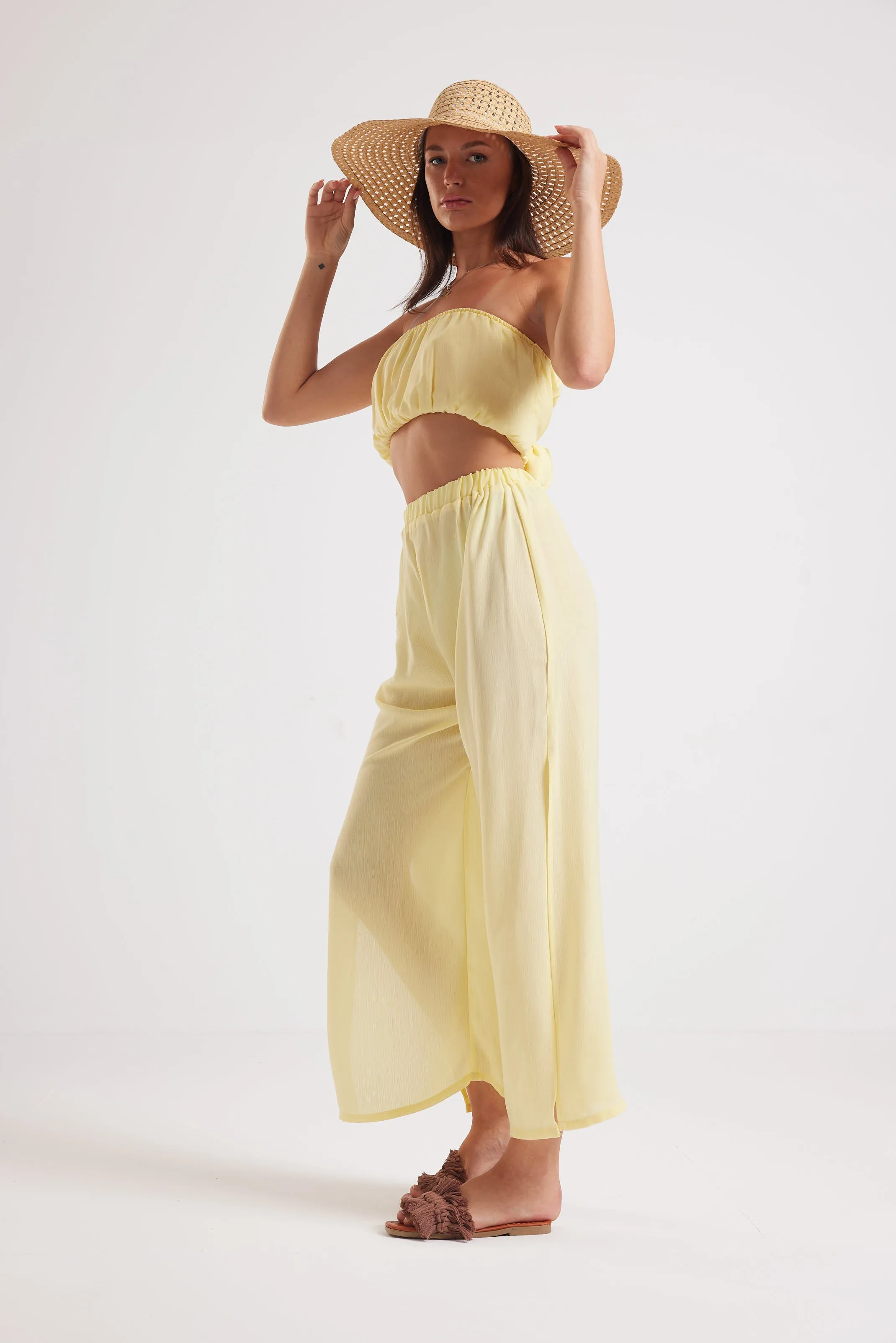 BEACH SIDE SLIT SET - YELLOW