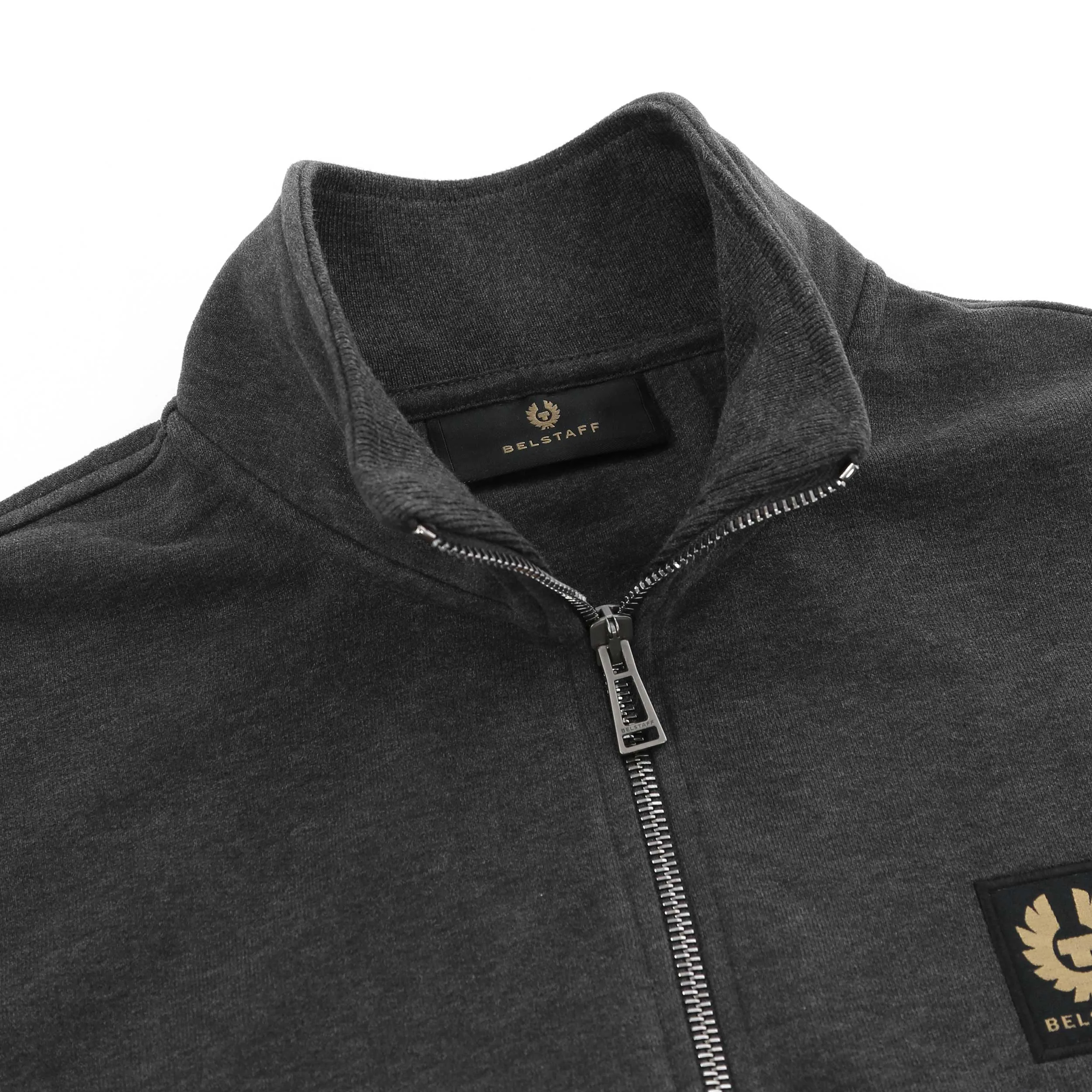 Belstaff Quarter Zip Sweat Top in Charcoal Heather