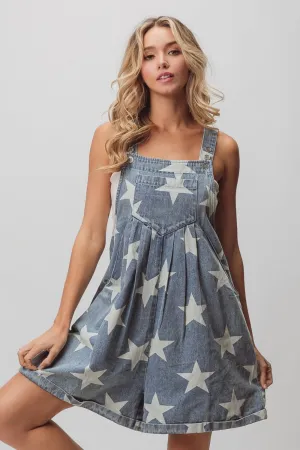 BiBi Star Washed Sleeveless Denim Shortalls