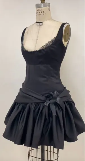 Vintage Black A-Line Homecoming Dress with Lace and Ruffles - Ideal for Birthdays, Style DP3287