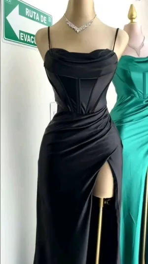 Black Straps Sheath Long Formal Prom Dress Simple Occasion Dress, DP3402