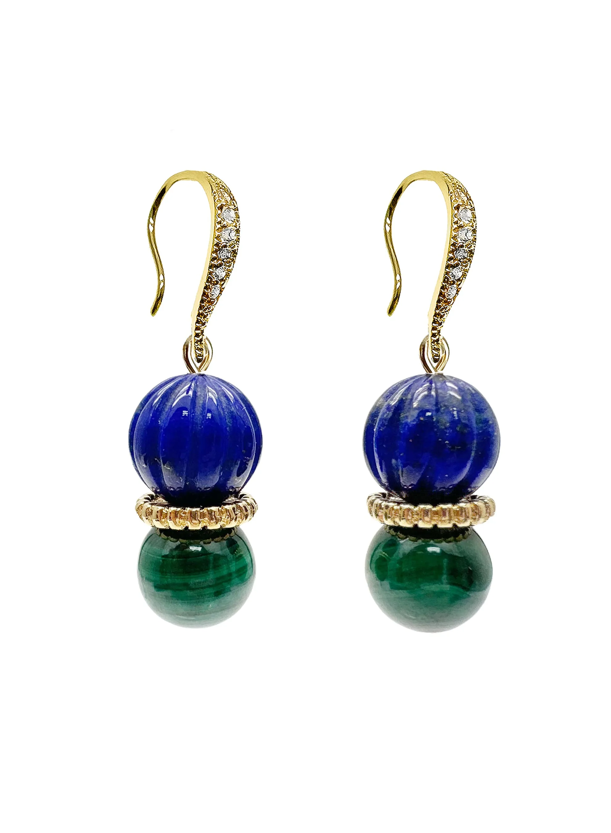 Blue Lapis with Green Malachite Color Matching Earrings LE025