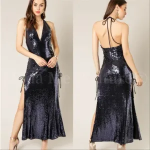 Blue Sequin Maxi Dress