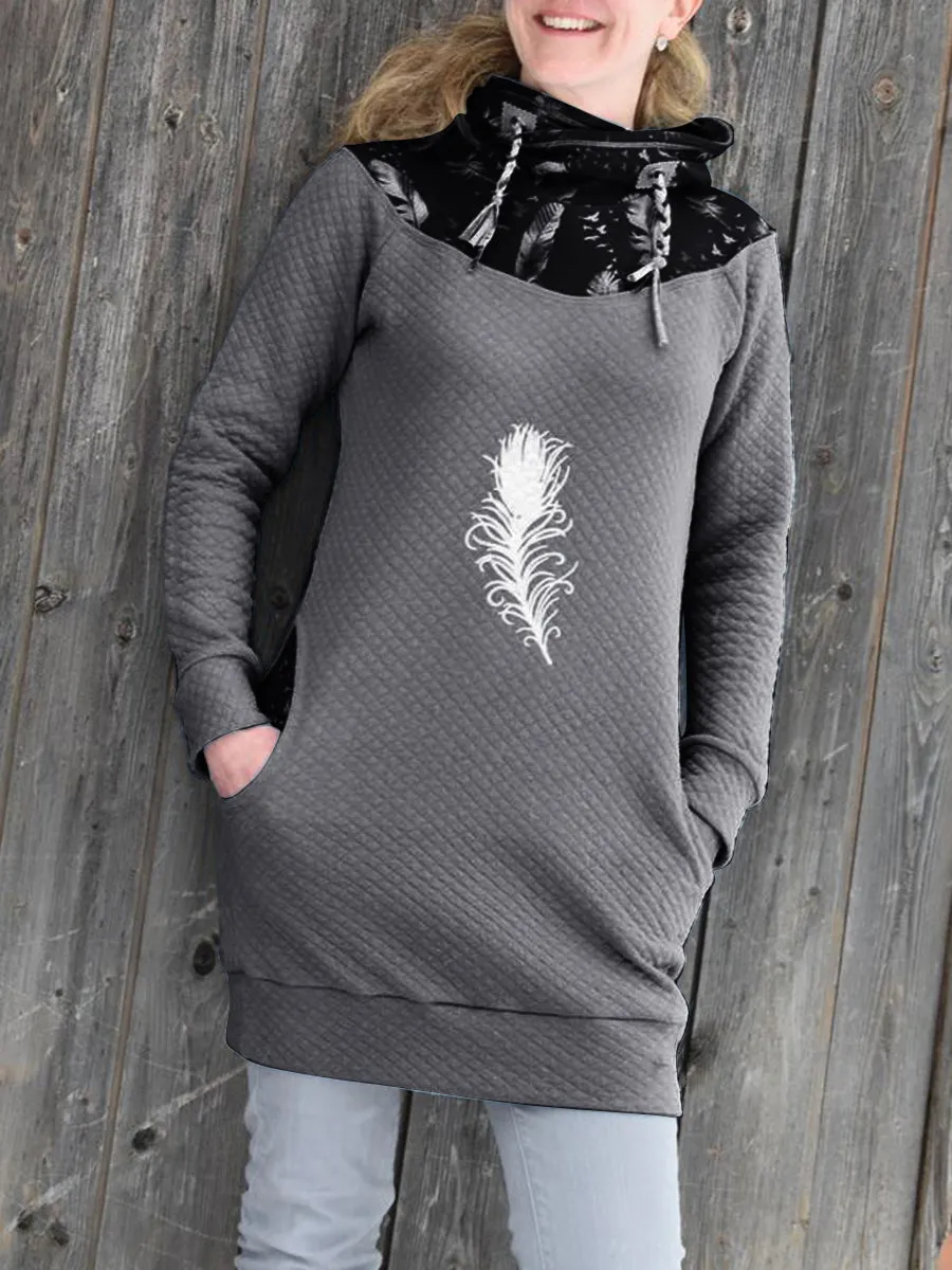 Casual Printed Mid-length Hoodie