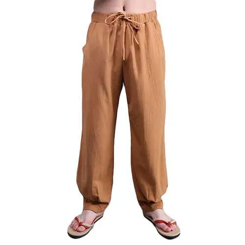 Chinese Wind Mens Loose Cotton Linen Trousers