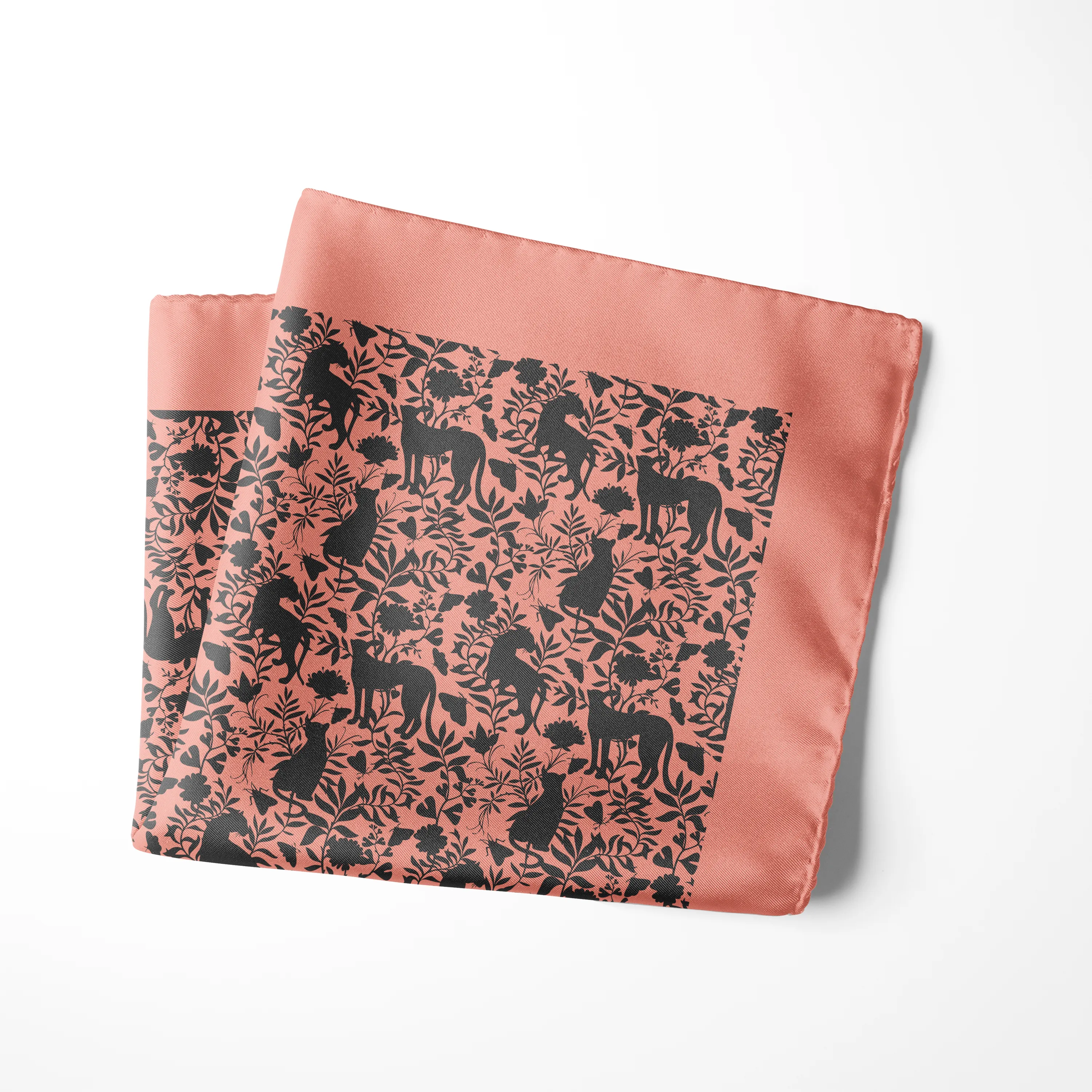 Chokore Light Pink Animal print Silk Pocket Square - Wildlife Range