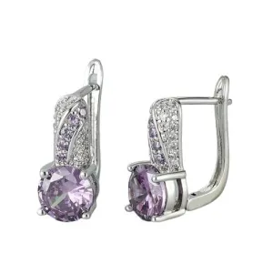 Cute Amethyst Birthstone Hoop Earrings