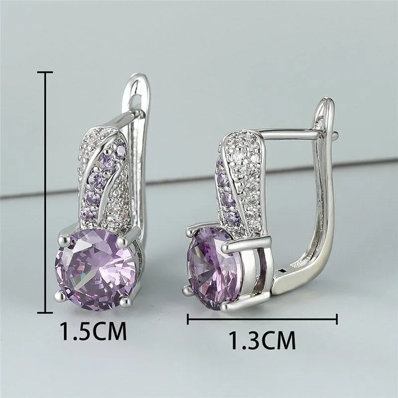 Cute Amethyst Birthstone Hoop Earrings