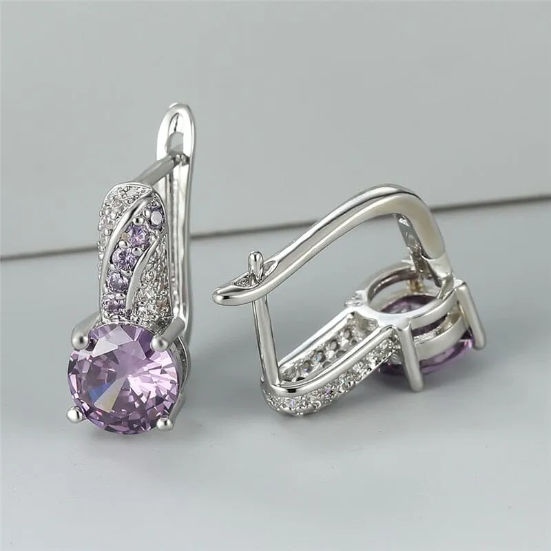 Cute Amethyst Birthstone Hoop Earrings