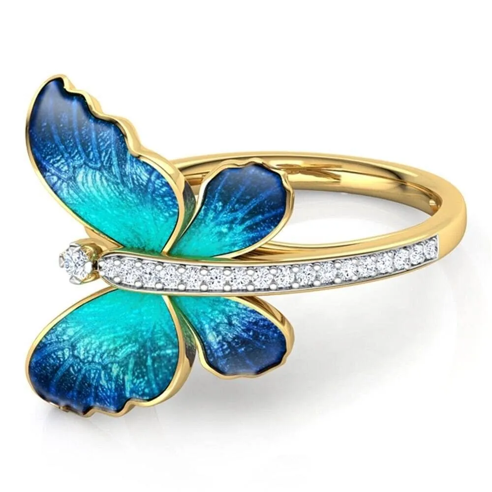 Gorgeous Butterfly Design Crystal Ring