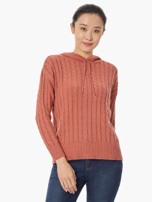 Hooded Cable Knit Sweater