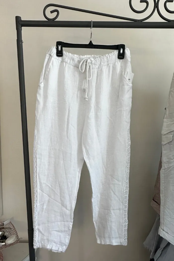 Lace Siding Linen Pants