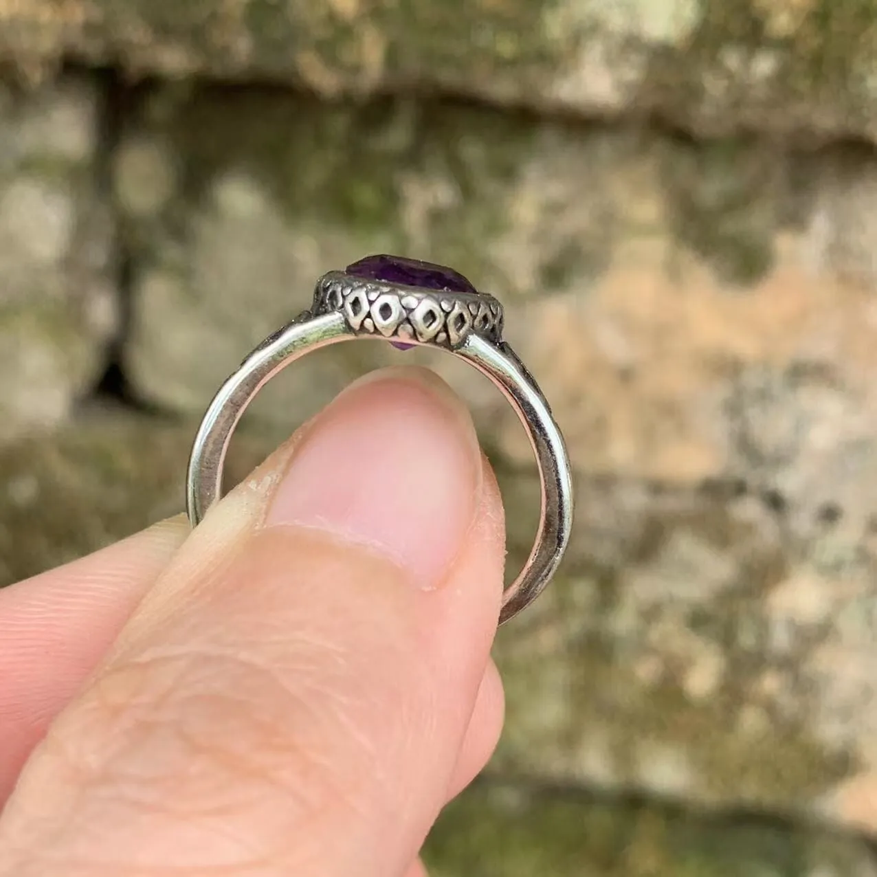 Love Heart Amethyst Adjustable Ring