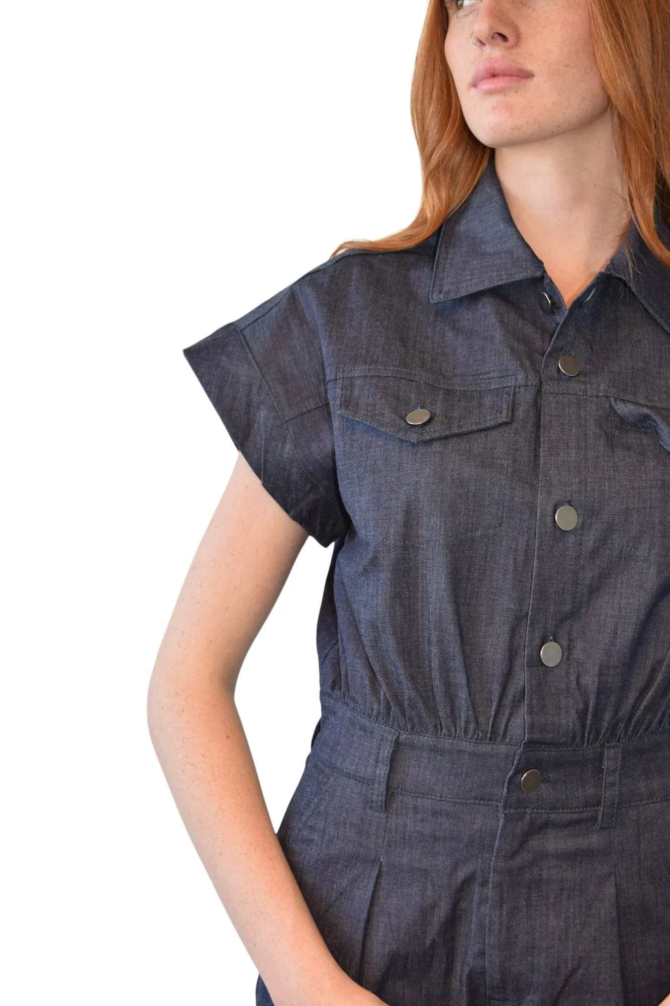 Never A Wallflower Denim Jumpsuit in Dark Blue