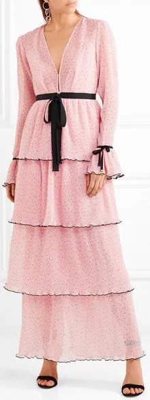 'Now Or Never' Tiered Long Dress , Pink