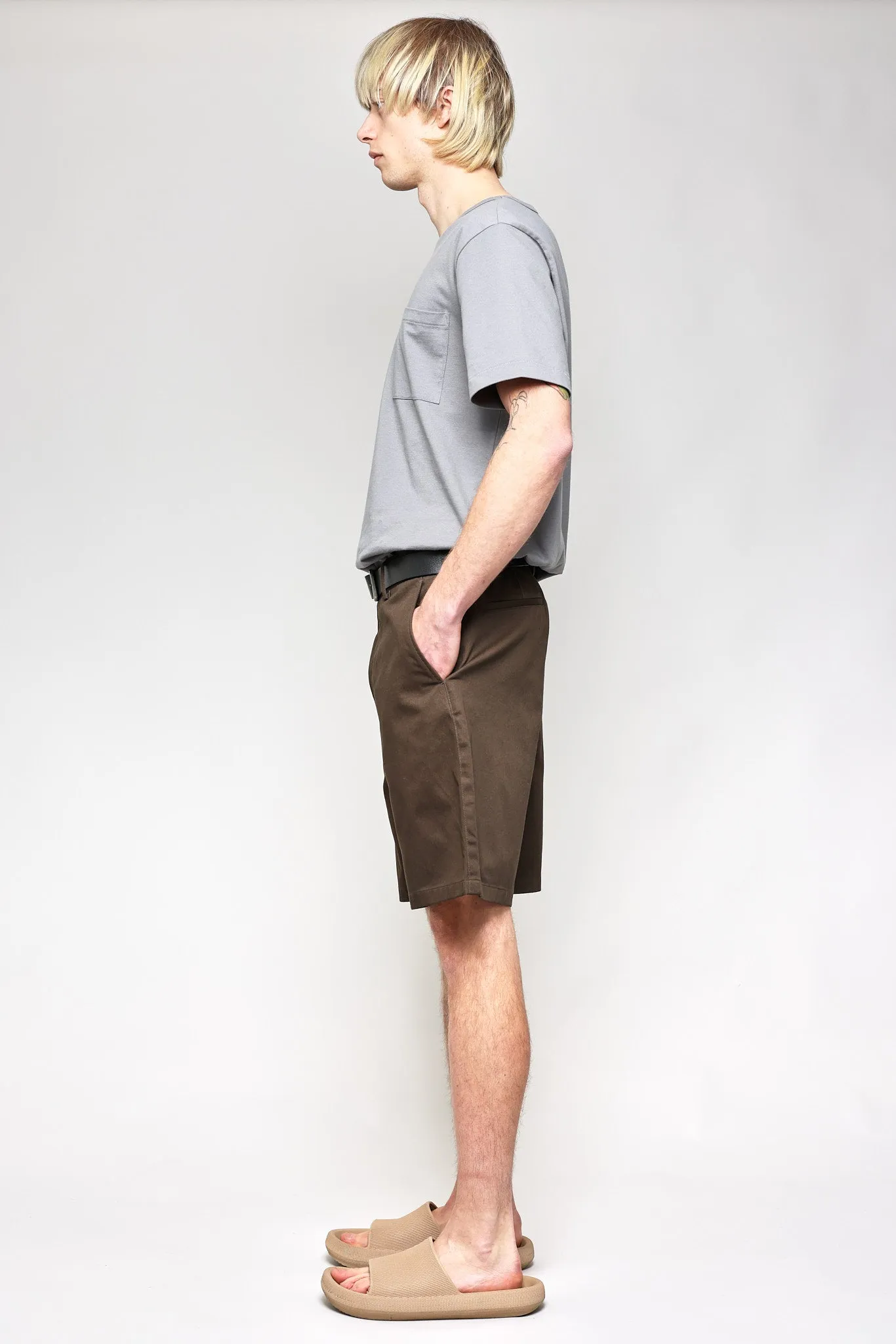 NS1205-4 Japanese Chino Shorts High Density Twill in Charcoal