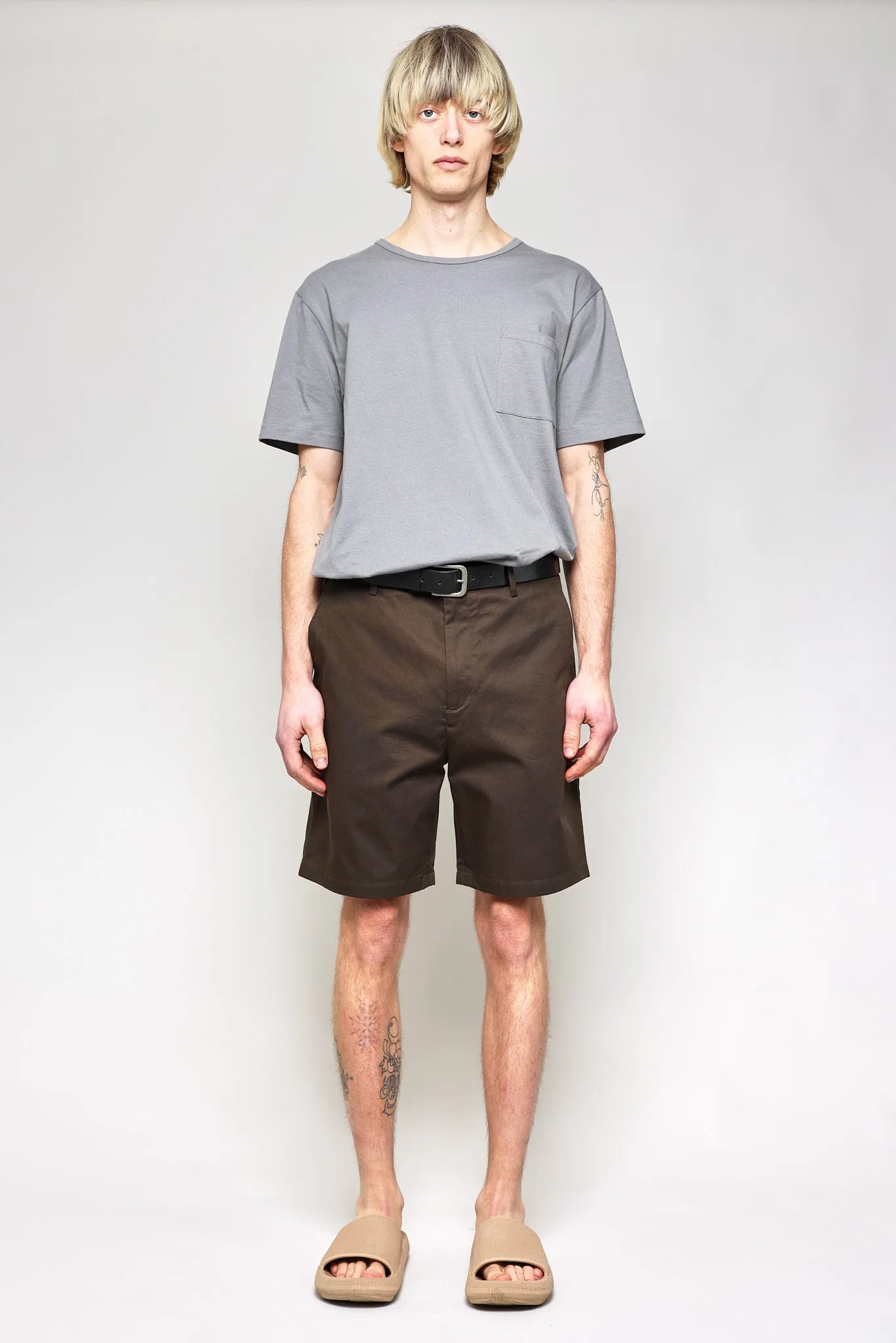 NS1205-4 Japanese Chino Shorts High Density Twill in Charcoal