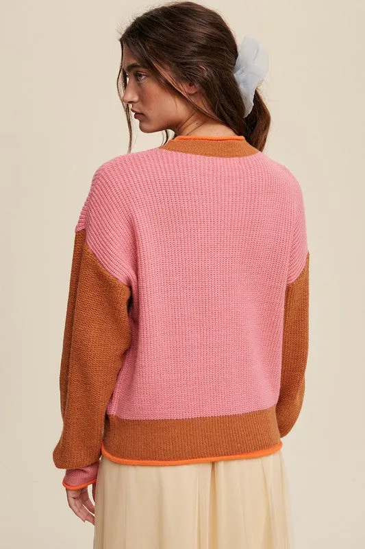 On The Streets Color Block Ribbed Knit Sweater