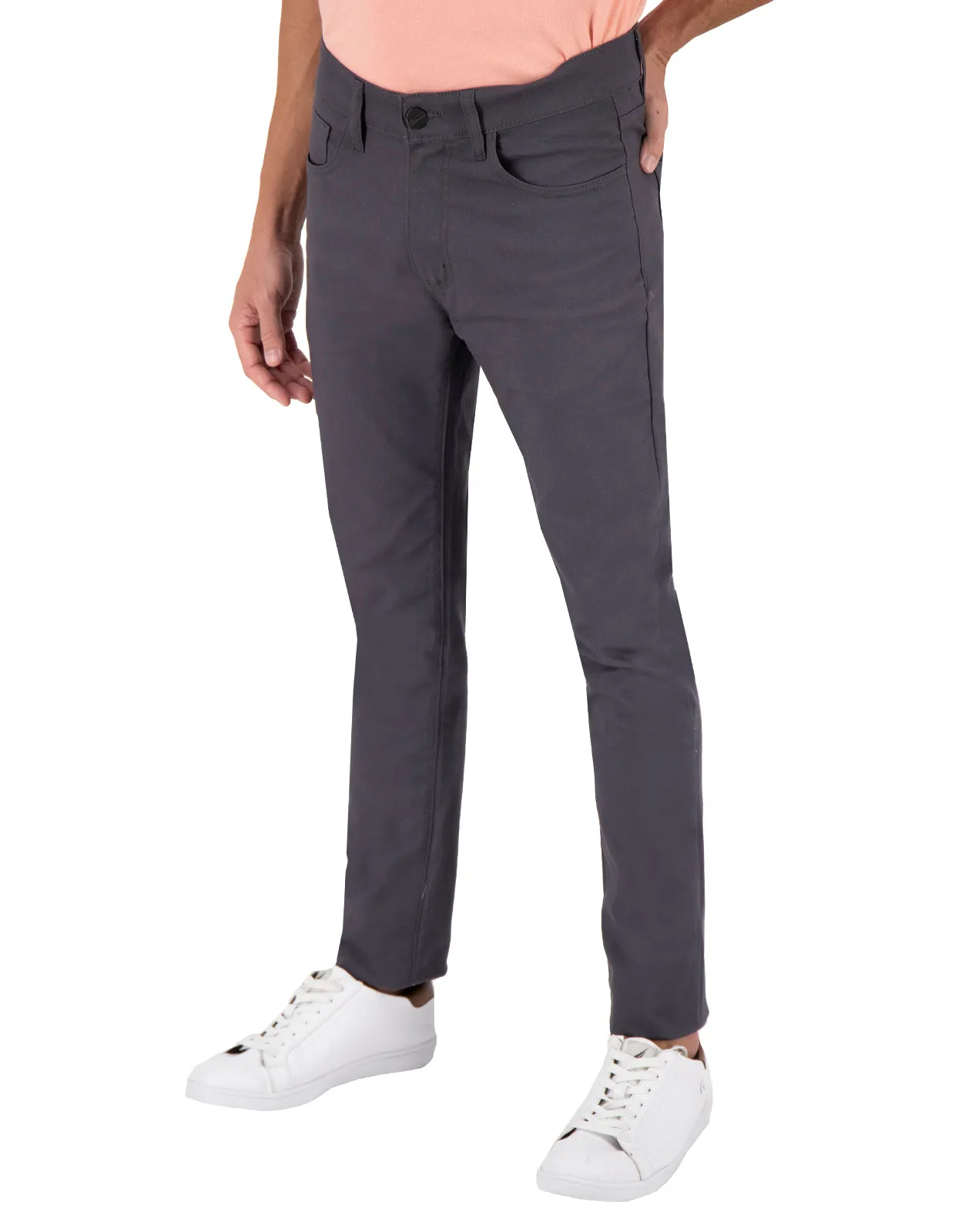 Slim Fit Jean-Cut Gabardine Trousers - Grey