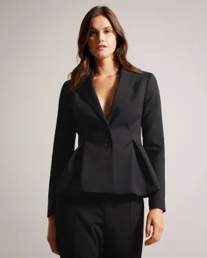 Philiya Peplum Waist Suit Jacket Black