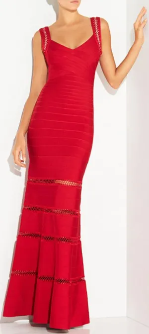 'Rilla' Crochet Cage Stitch Gown, Red