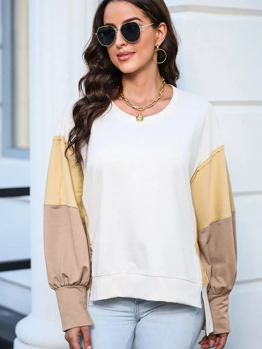 Round Neck Pullover For Women Casual Long Sleeve Sweatshirt Women