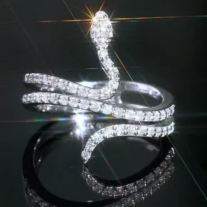 Shining Exaggerated Snake Nightclub Diamond Ring