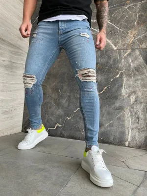 Sneakerjeans Blue Ripped Jeans DP153