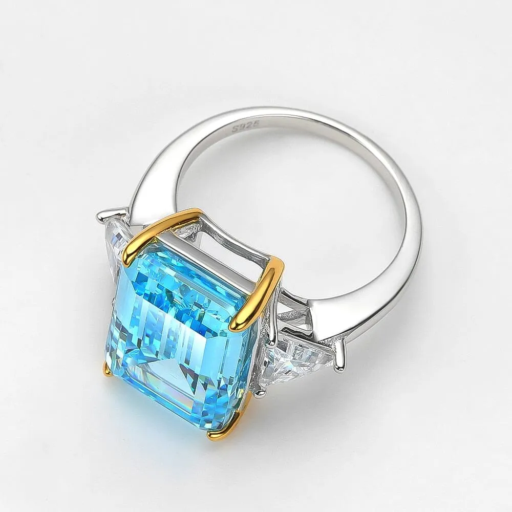 Sparkling 10*14mm Aquamarine Zircon Ring