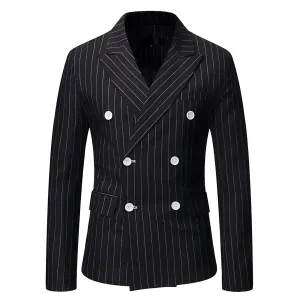 The Hamilton Pinstripe Slim Fit Blazer Suit Jacket - Black