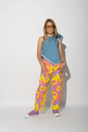 WAVY PRINT BAGGY TROUSERS